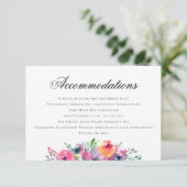 Elegant Waterverf Floral Wedding Accommodations Informatiekaartje (Staand voorkant)