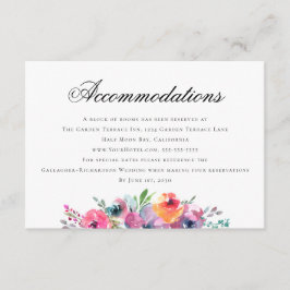 Elegant Waterverf Floral Wedding Accommodations Informatiekaartje
