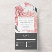 Elegant Waterverf Floral Wedding All In One Uitnodiging (Binnen)