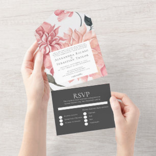Elegant Waterverf Floral Wedding All In One Uitnodiging
