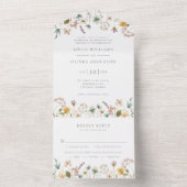 Elegant Waterverf Floral Wedding All In One Uitnodiging (Binnen)