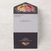 Elegant Waterverf Floral Wedding All In One Uitnodiging (Buitenkant)