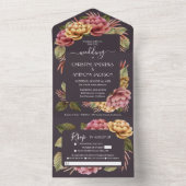 Elegant Waterverf Floral Wedding All In One Uitnodiging (Binnen)