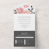 Elegant Waterverf Floral Wedding All In One Uitnodiging (Binnen)