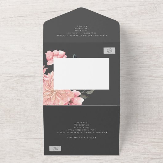 Elegant Waterverf Floral Wedding All In One Uitnodiging (Buitenkant)