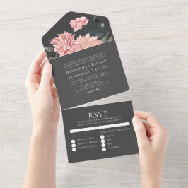 Elegant Waterverf Floral Wedding All In One Uitnodiging