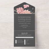 Elegant Waterverf Floral Wedding All In One Uitnodiging (Binnen)