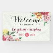 Elegant  Waterverf Floral Wedding Banner (Horizontaal)