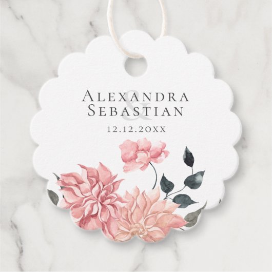 Elegant Waterverf Floral Wedding Bedankjes Labels (Voorkant)