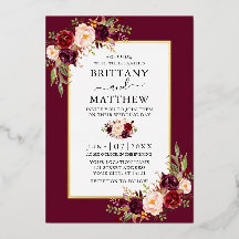 Elegant Waterverf Floral Wedding Burgundy Gold
