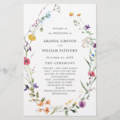 Elegant Waterverf Floral Wedding Ceremony Programm (Voorkant)