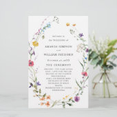 Elegant Waterverf Floral Wedding Ceremony Programm (Staand voorkant)