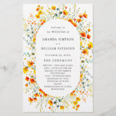 Elegant Waterverf Floral Wedding Ceremony Programm (Voorkant)