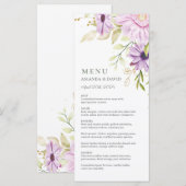Elegant Waterverf Floral Wedding Flat Menu (Voorkant / Achterkant)