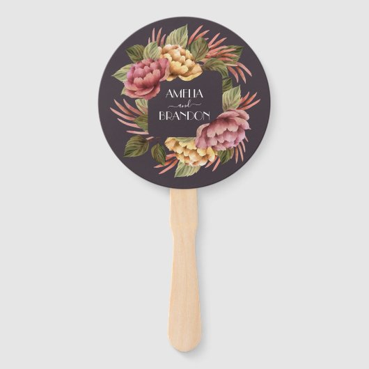 Elegant Waterverf Floral Wedding Handwaaier (Achterkant)