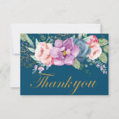 Elegant Waterverf Floral Wedding Hartelijk dank Bedankkaart (Voorkant)