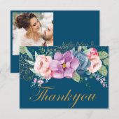 Elegant Waterverf Floral Wedding Hartelijk dank Bedankkaart (Voorkant / Achterkant)