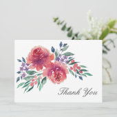 Elegant Waterverf Floral Wedding Hartelijk dank Kaart (Staand voorkant)