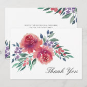 Elegant Waterverf Floral Wedding Hartelijk dank Kaart (Voorkant / Achterkant)