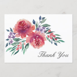 Elegant Waterverf Floral Wedding Hartelijk dank Kaart