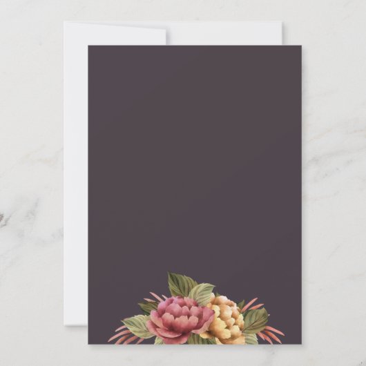 Elegant Waterverf Floral Wedding Kaart (Achterkant)