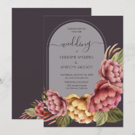 Elegant Waterverf Floral Wedding Kaart
