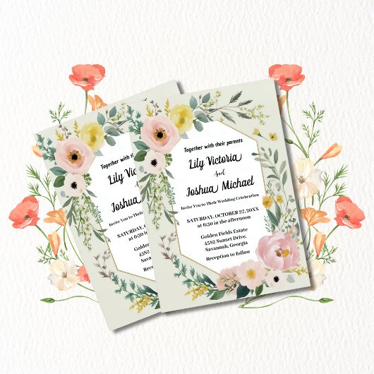 Elegant Waterverf Floral Wedding Kaart