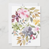 Elegant Waterverf Floral Wedding Kaart (Achterkant)