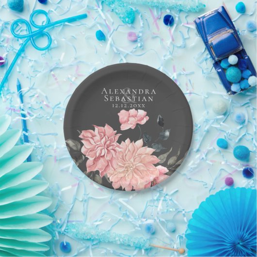 Elegant Waterverf Floral Wedding Papieren Bordje (Feest)