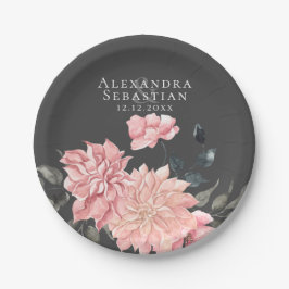 Elegant Waterverf Floral Wedding Papieren Bordje
