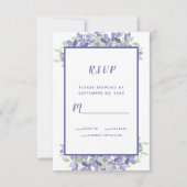 Elegant Waterverf Floral Wedding Periwinkle Blue RSVP Kaartje (Voorkant)