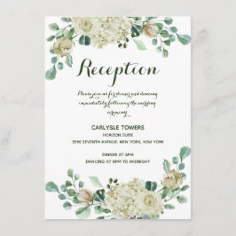 Elegant Waterverf Floral Wedding Reception Informatiekaartje