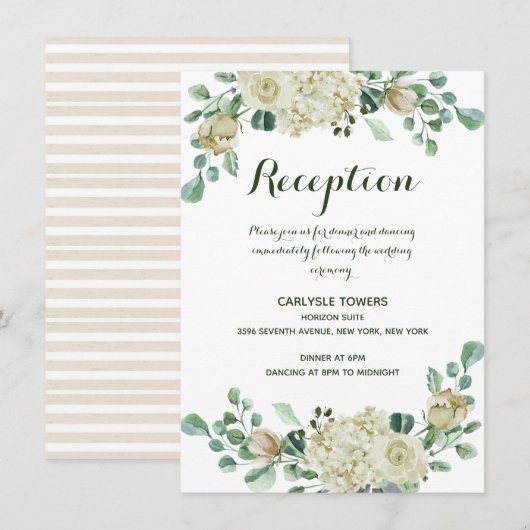 Elegant Waterverf Floral Wedding Reception Informatiekaartje (Voorkant / Achterkant)