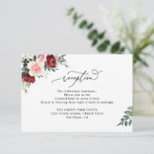 Elegant Waterverf Floral Wedding Reception Informatiekaartje (Staand voorkant)