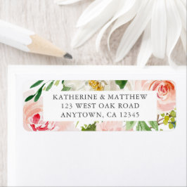 Elegant Waterverf Floral Wedding Return Address Etiket