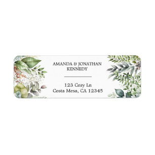 Elegant Waterverf Floral Wedding Return Address Etiket