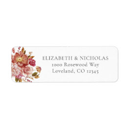Elegant Waterverf Floral Wedding Return Address Etiket