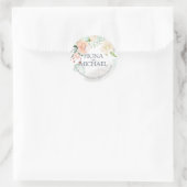 Elegant Waterverf Floral Wedding Return Address Ronde Sticker (Tas)
