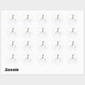 Elegant Waterverf Floral Wedding Ronde Sticker (Vel)