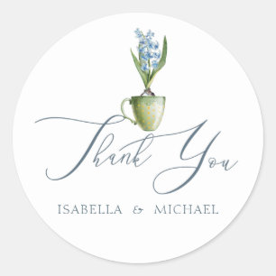 Elegant Waterverf Floral Wedding Ronde Sticker