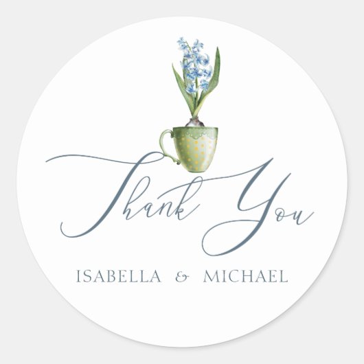 Elegant Waterverf Floral Wedding Ronde Sticker (Voorkant)