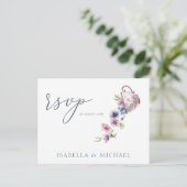 Elegant Waterverf Floral Wedding Rsvp Briefkaart (Staand voorkant)