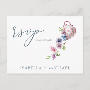 Elegant Waterverf Floral Wedding Rsvp Briefkaart