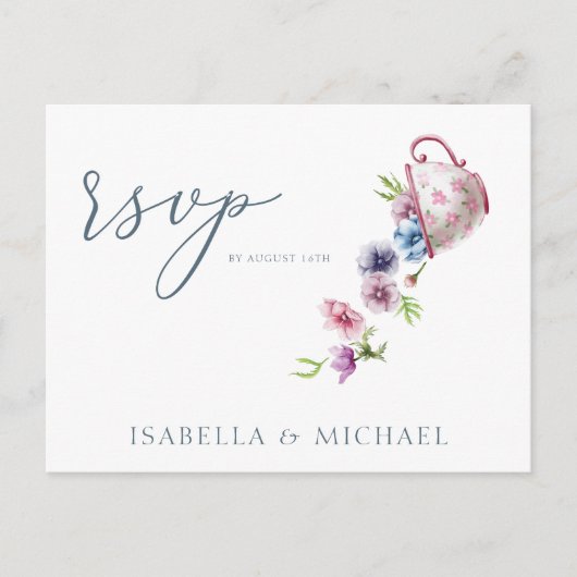 Elegant Waterverf Floral Wedding Rsvp Briefkaart (Voorkant)