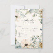 Elegant Waterverf Floral Wedding RSVP Kaart (Voorkant)
