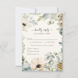 Elegant Waterverf Floral Wedding RSVP Kaart