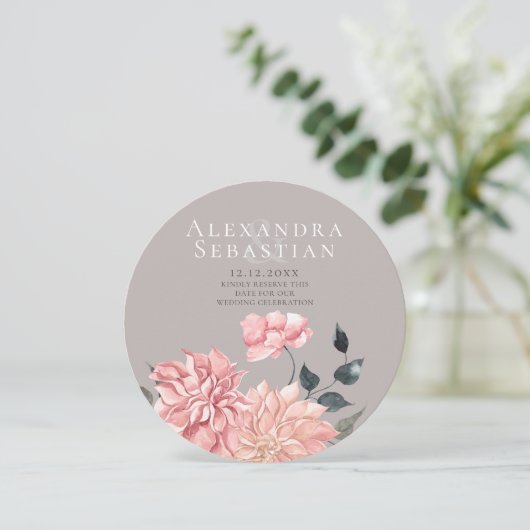 Elegant Waterverf Floral Wedding Save the Date (Staand voorkant)