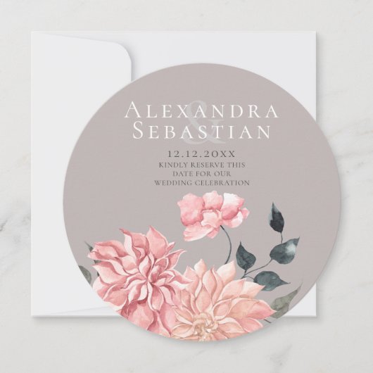 Elegant Waterverf Floral Wedding Save the Date (Voorkant)