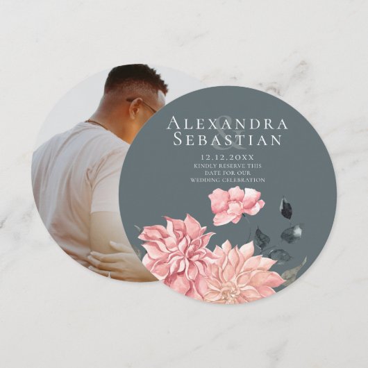 Elegant Waterverf Floral Wedding Save the Date (Voorkant / Achterkant)