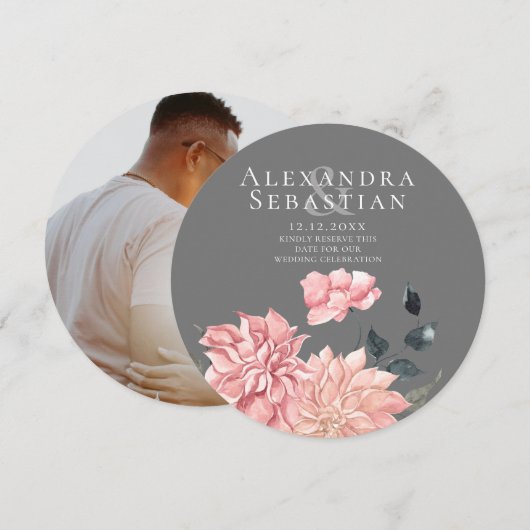 Elegant Waterverf Floral Wedding Save the Date (Voorkant / Achterkant)